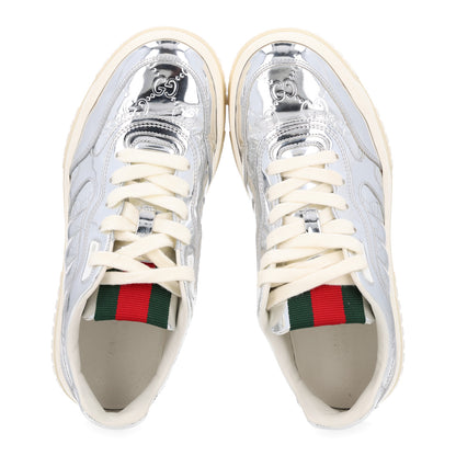 Gucci Guccissima Mirror Effect Womens Re-Web Sneakers 37 Silver 3 of 14