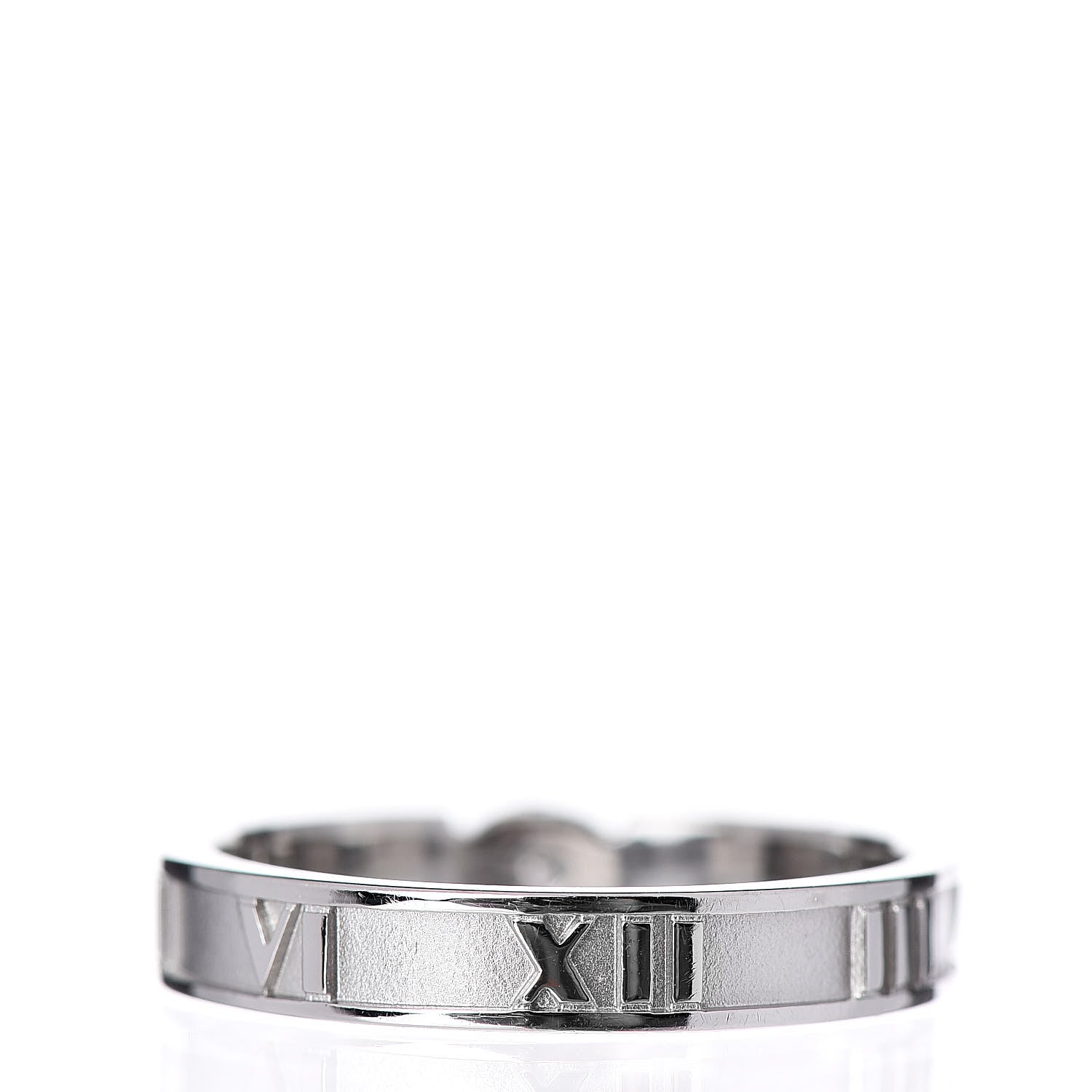 Tiffany 18K White Gold Diamond Atlas Solitaire Band Ring 49 5 4 of 5