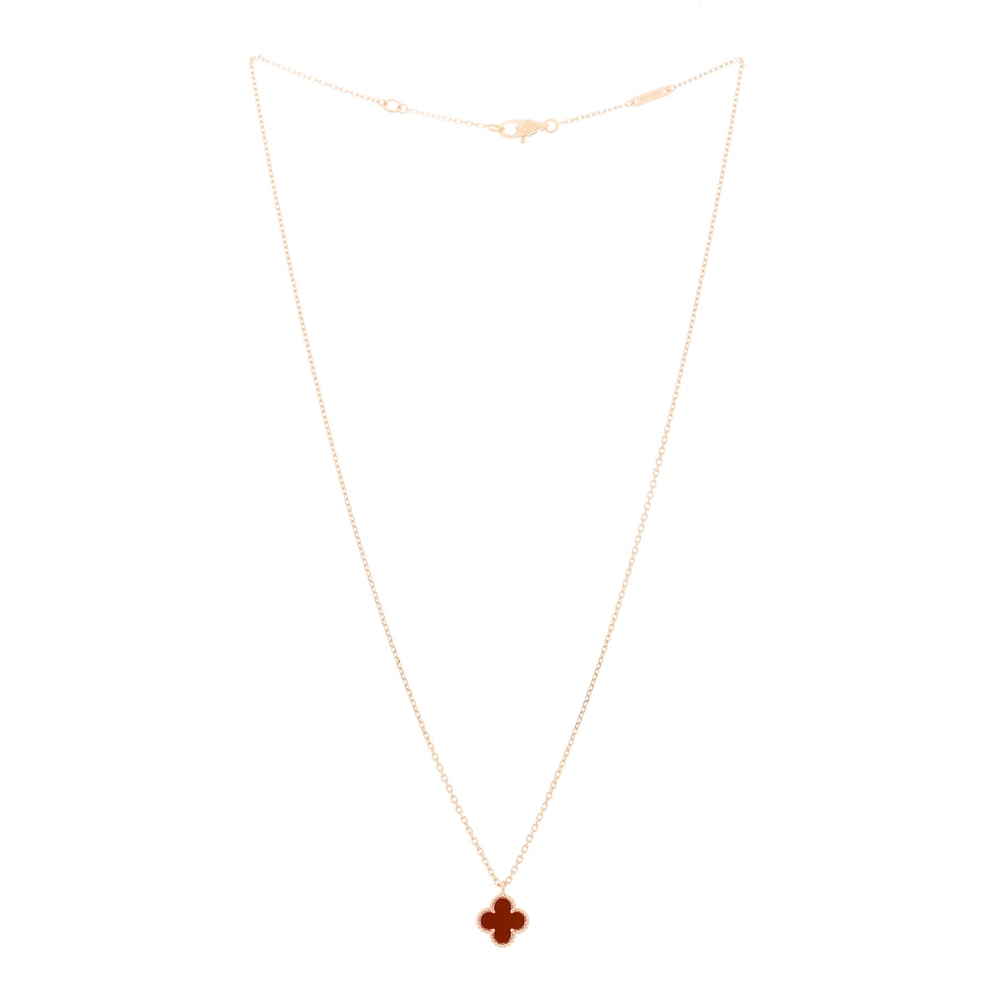18K Rose Gold Carnelian Sweet Alhambra Pendant Necklace