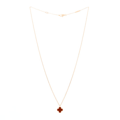 Van Cleef & Arpels 18K Rose Gold Carnelian Sweet Alhambra Pendant Necklace 2 of 5