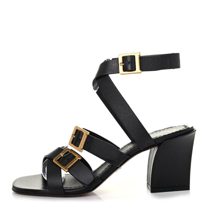 Christian Dior Calfskin Double D 70mm Sandals 37.5 Black 1 of 4