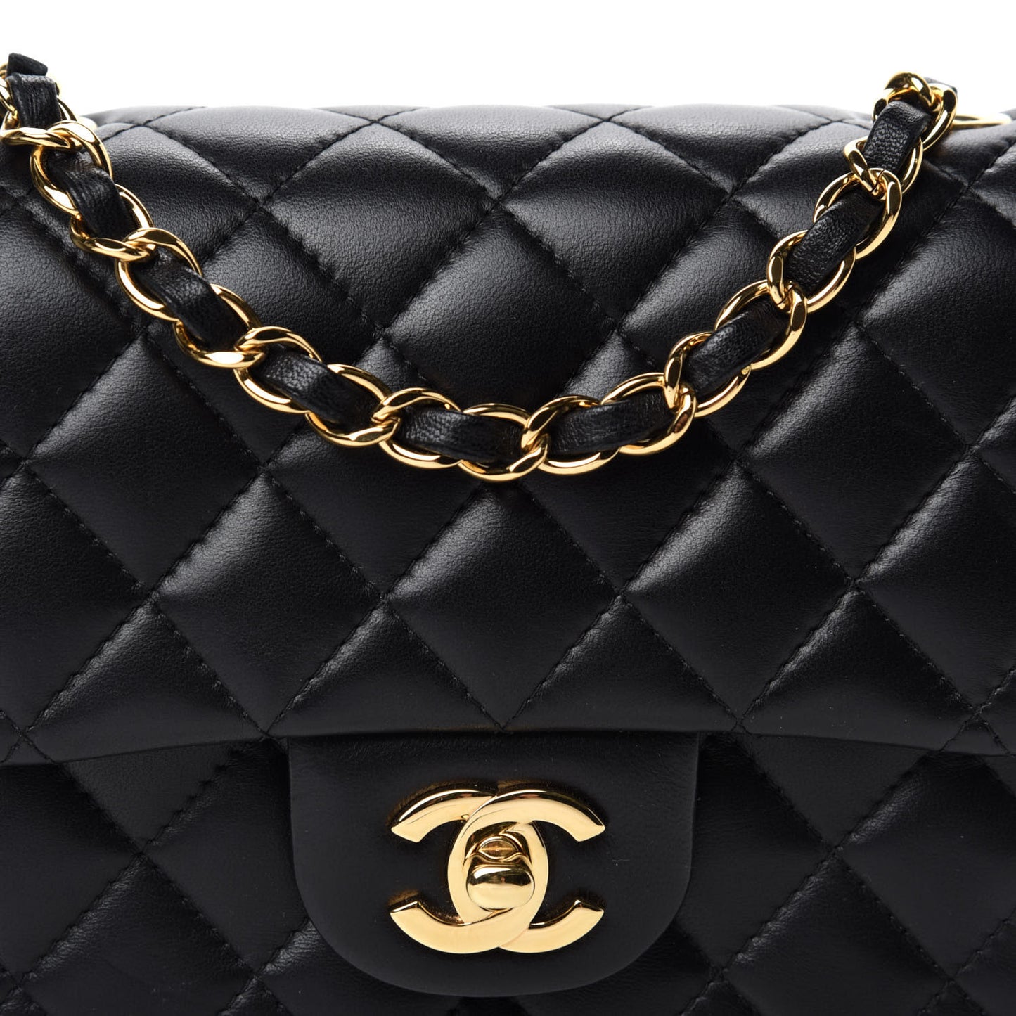Lambskin Quilted Mini Square Flap Black