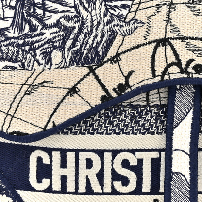 Christian Dior Canvas Embroidered Around the World Saddle Bag Blue 8 of 11