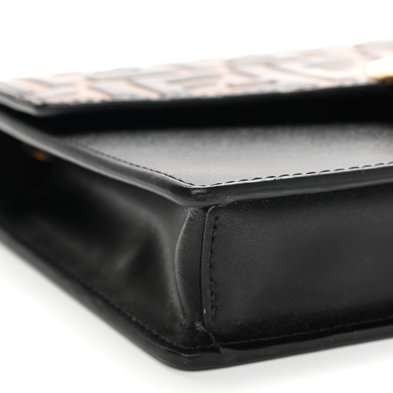 Fendi Vitello Liberty F is Fendi Bi-Color FF 1974 Embossed Medium Envelope Wallet On Chain Black Maya 9 of 10