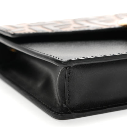 Fendi Vitello Liberty F is Fendi Bi-Color FF 1974 Embossed Medium Envelope Wallet On Chain Black Maya 9 of 10