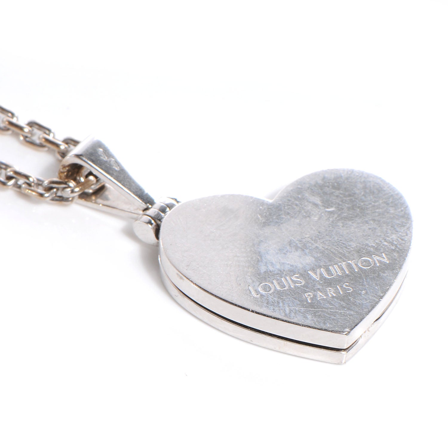 Louis Vuitton 18K Small White Gold And Diamonds Heart Pendant 6 of 7
