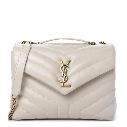 Saint Laurent Calfskin Y Quilted Monogram Small Loulou Chain Satchel Ivory 1 of 9