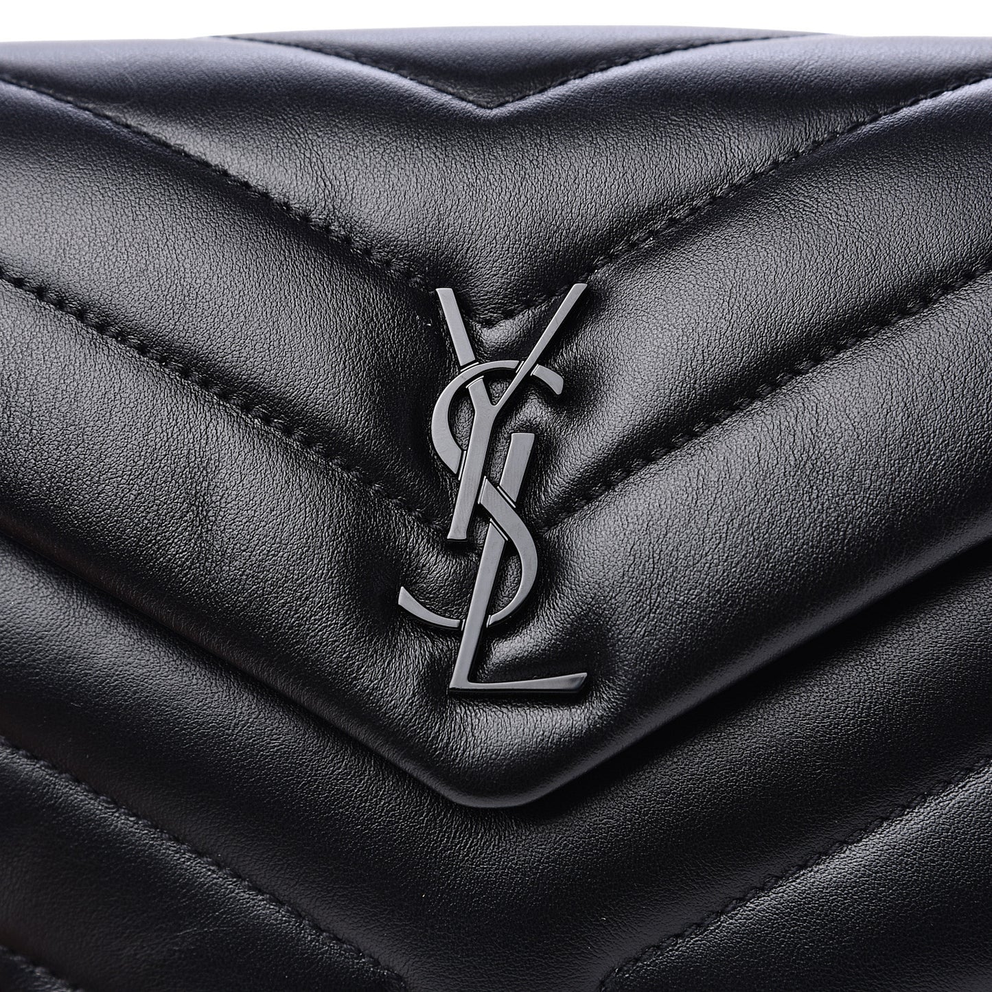 Calfskin Y Quilted Monogram Toy Loulou Crossbody Bag Black