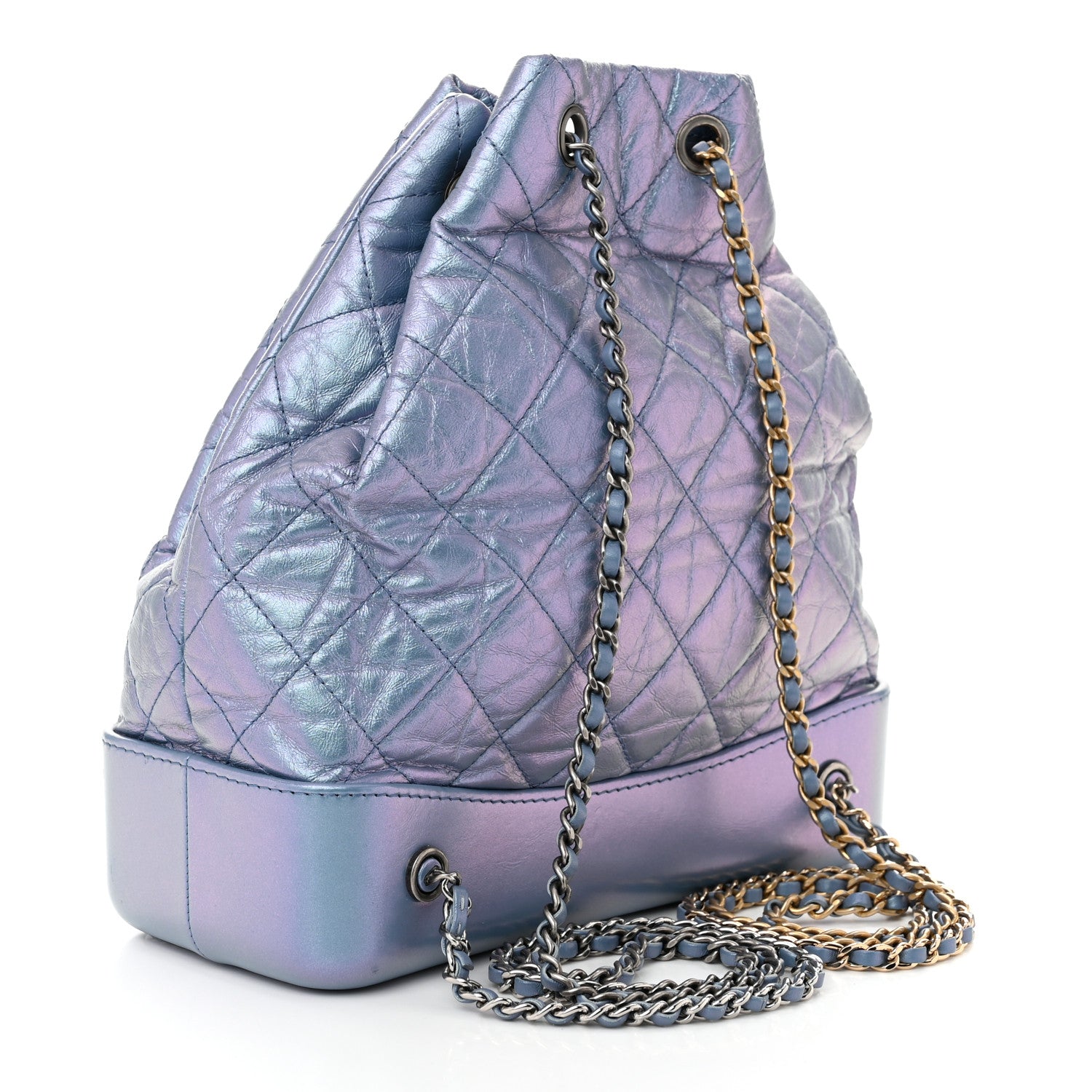 Chanel Iridescent Lambskin Calfskin Quilted Gabrielle Backpack Light Purple 3 of 11