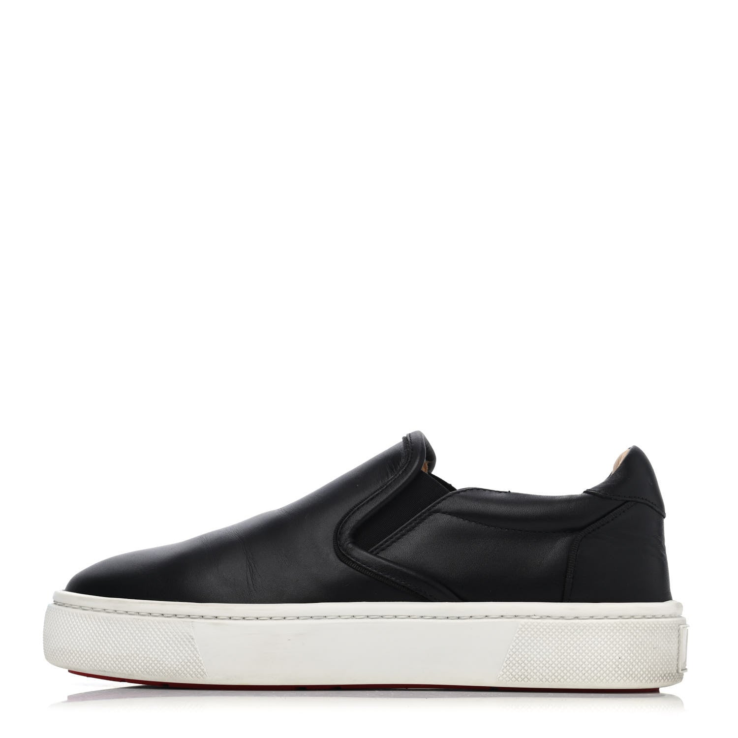 Christian Louboutin Calfskin Womens Masteral Platform Slip On Sneakers 37 Black 1 of 4