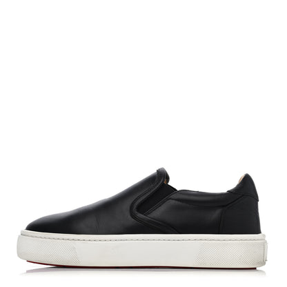 Christian Louboutin Calfskin Womens Masteral Platform Slip On Sneakers 37 Black 1 of 4