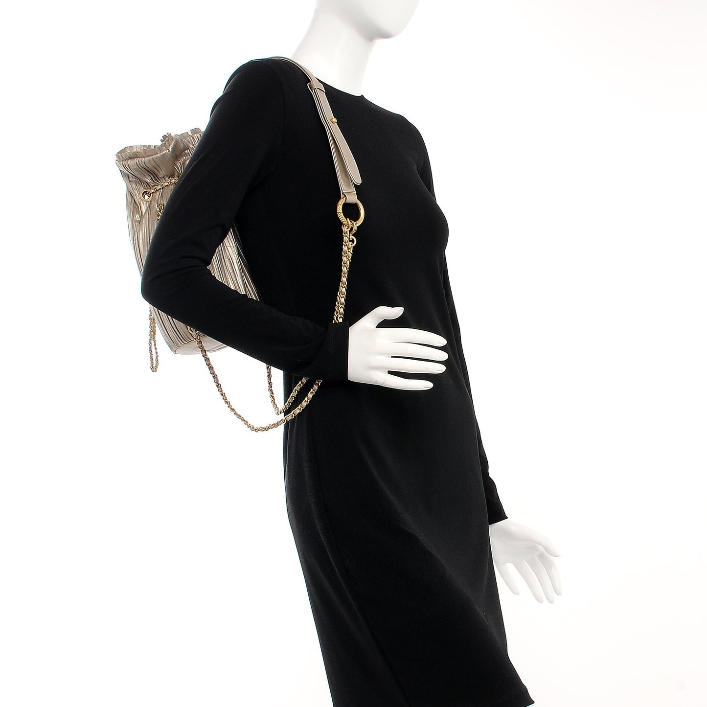 Iridescent Crumpled Calfskin Small Coco Pleats Backpack Gold