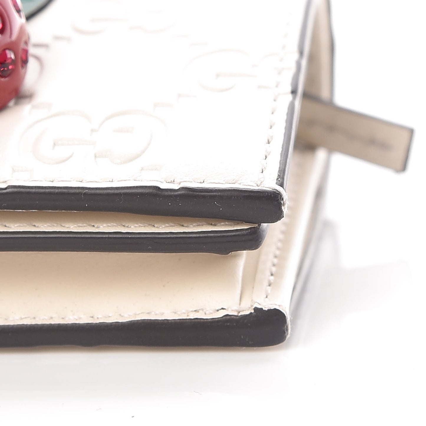 Guccissima Cherries Card Case Wallet White