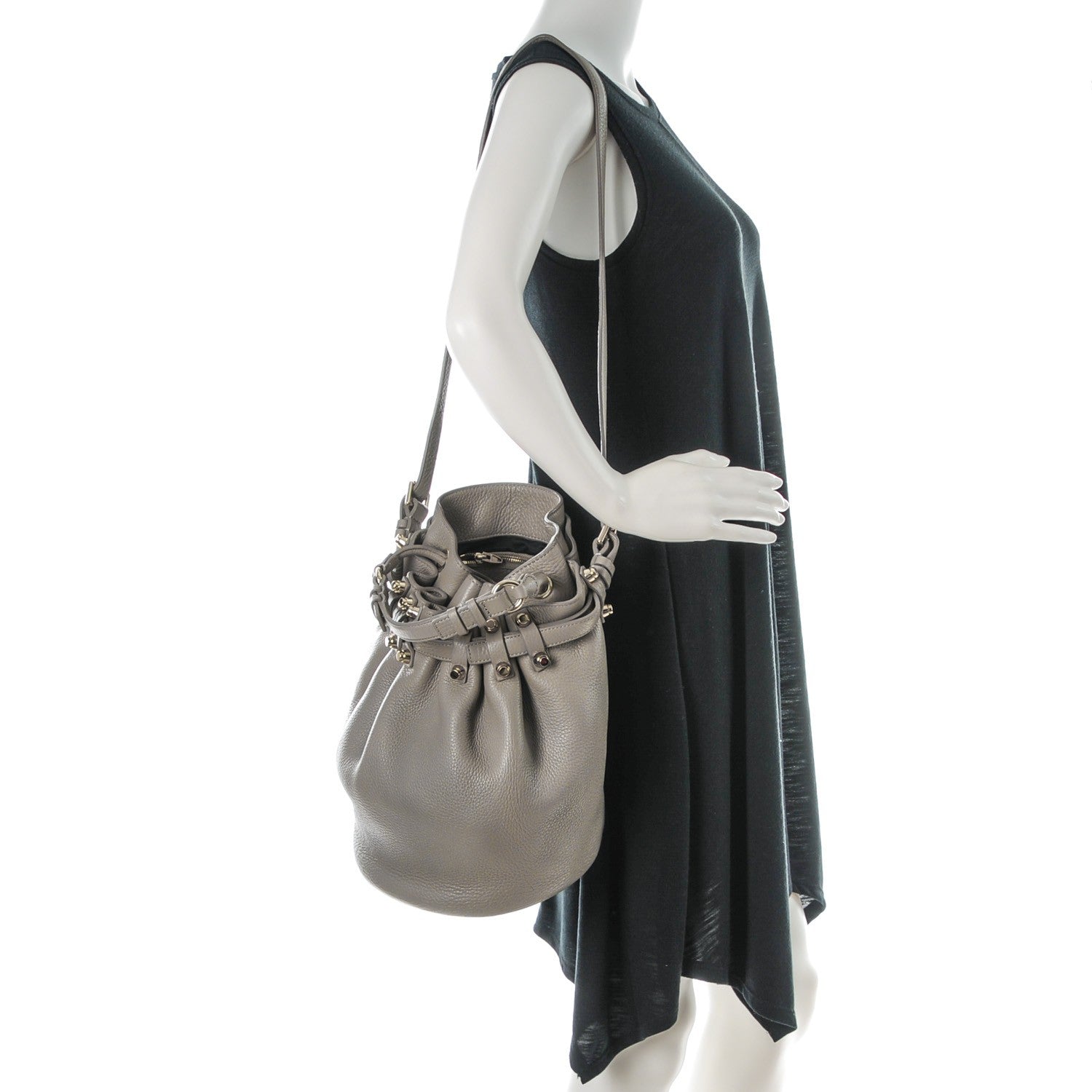 Alexander Wang Pebbled Lambskin Diego Bucket Bag Oyster 2 of 8