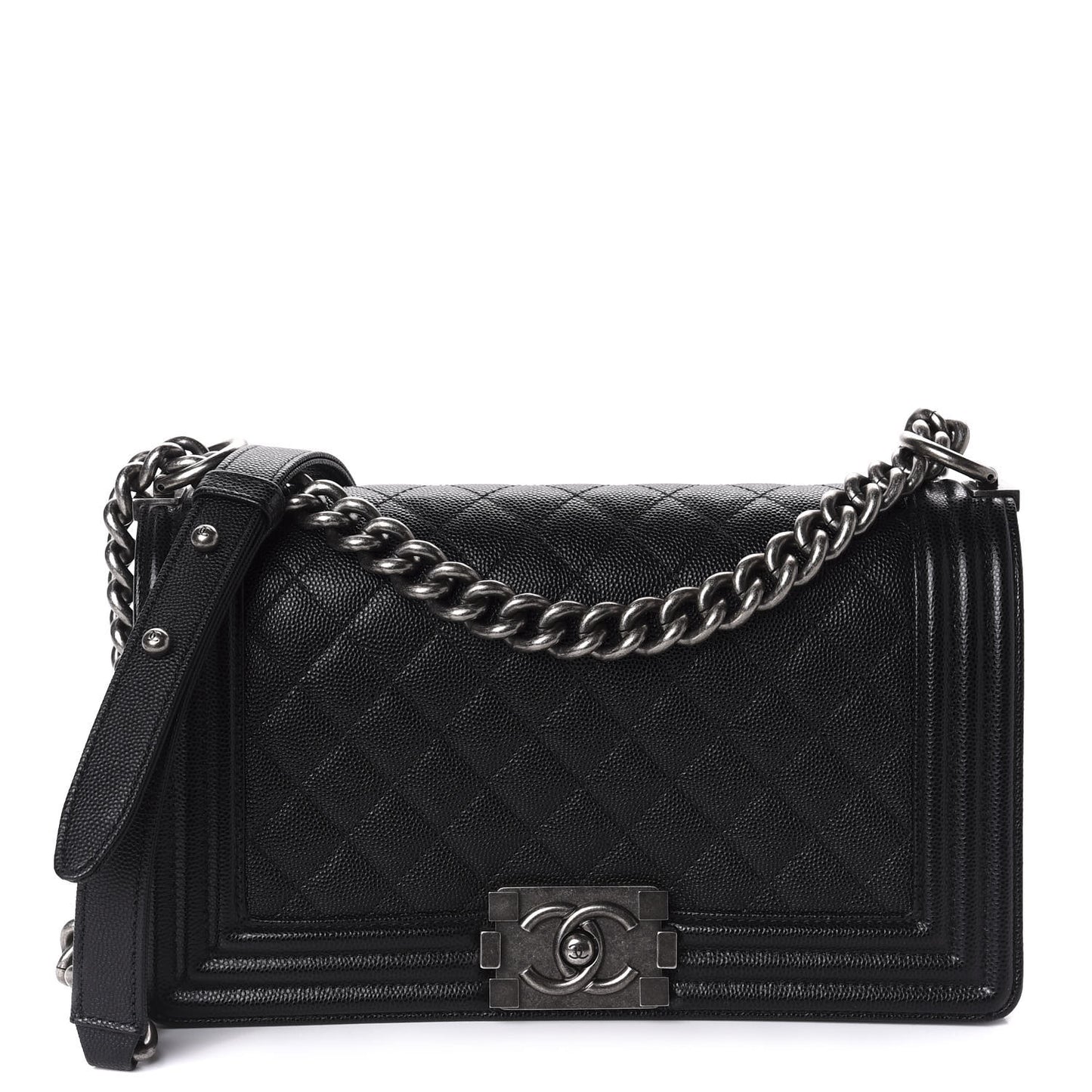 Caviar Quilted Medium Boy Flap Black