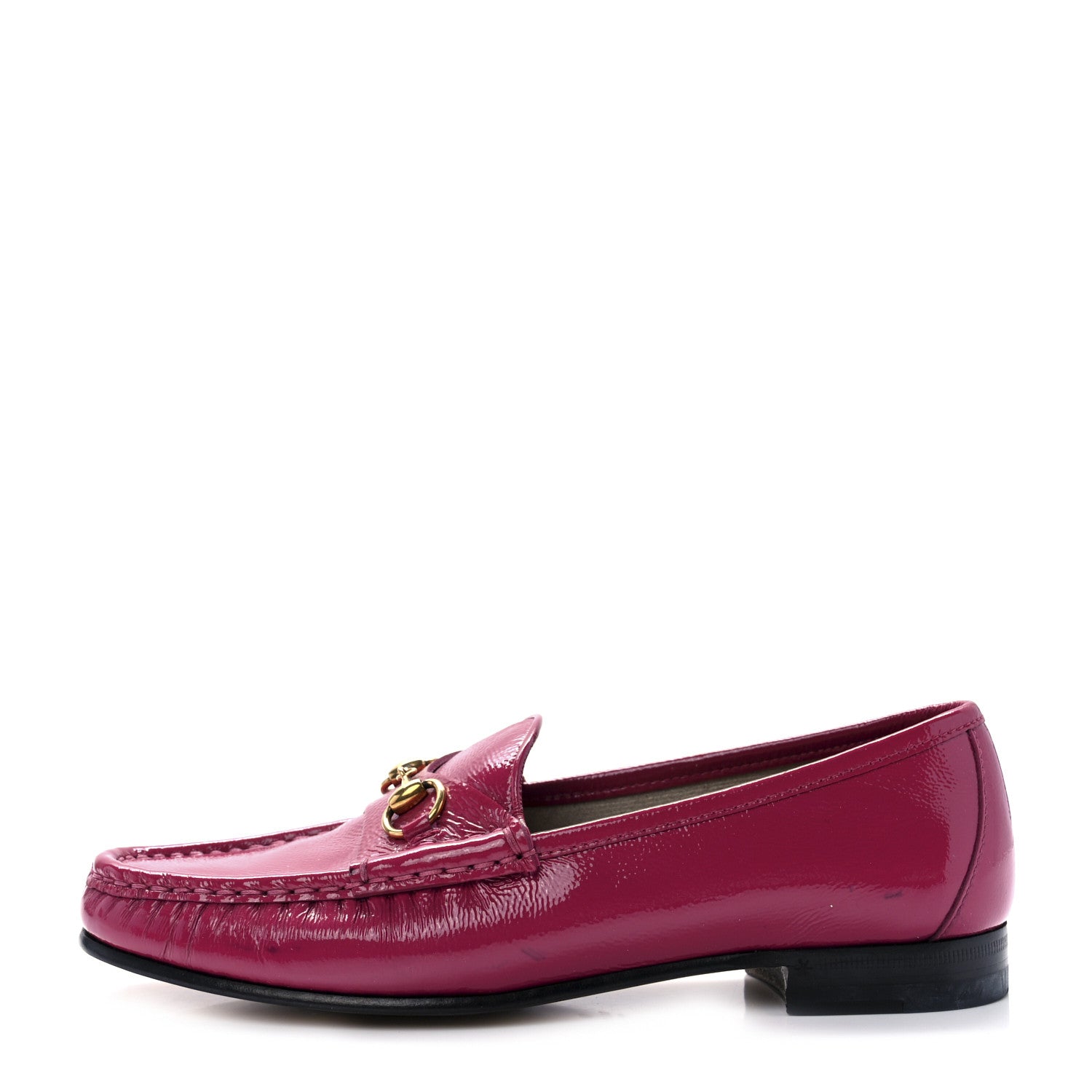 Gucci Vernice Naplack Womens 1953 Horsebit Loafers 37 Shocking Pink 1 of 7