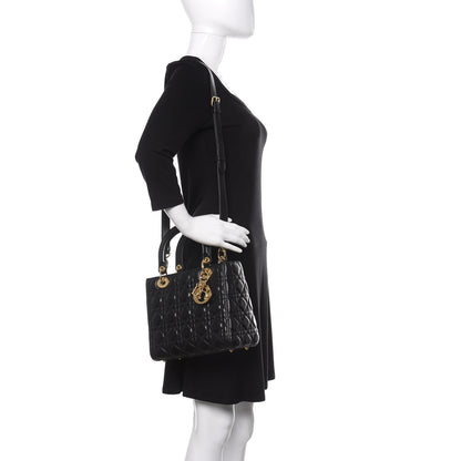 Christian Dior Lambskin Cannage Medium Lady Dior Black 2 of 13