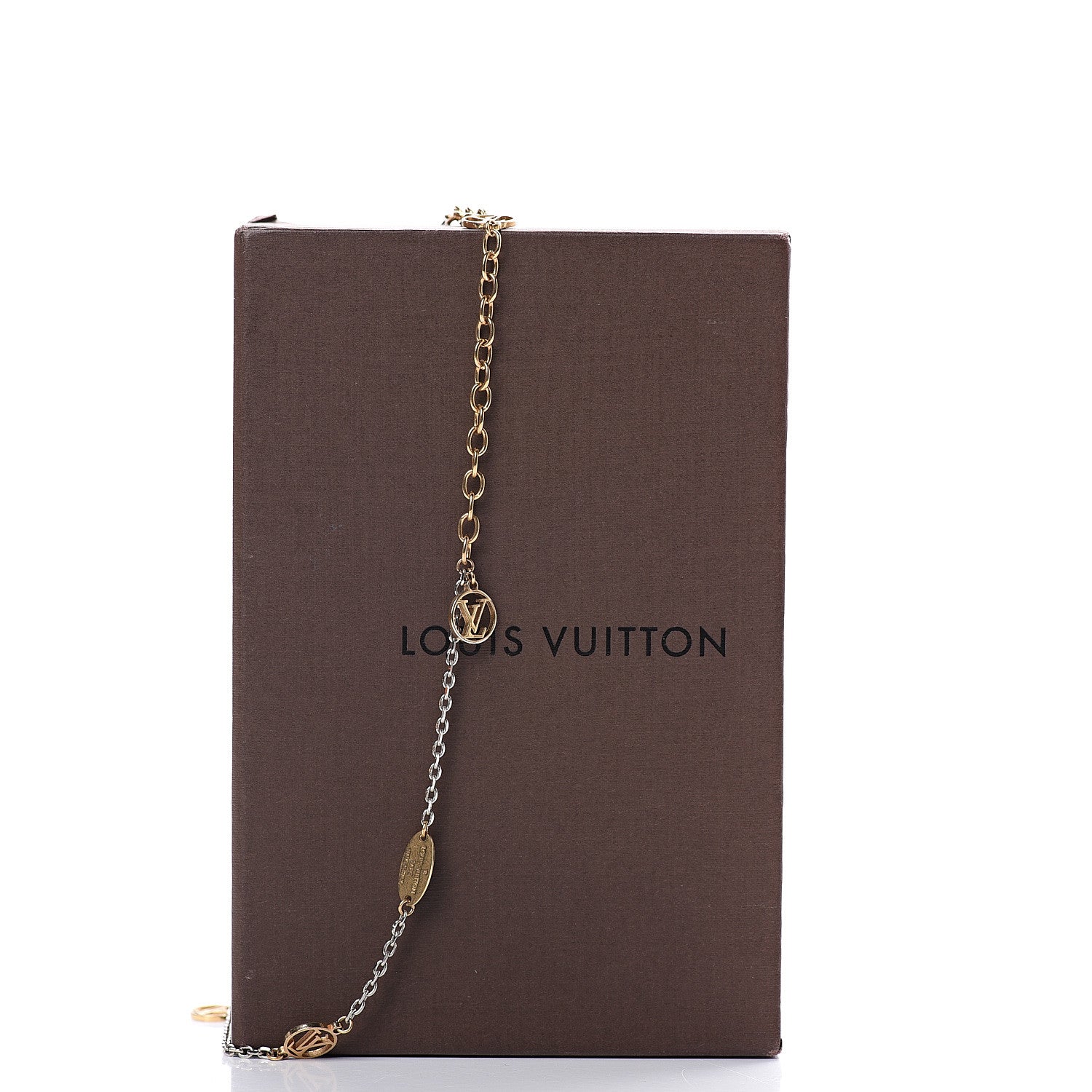 Louis Vuitton Logomania Sautoir Necklace Silver Gold 8 of 8