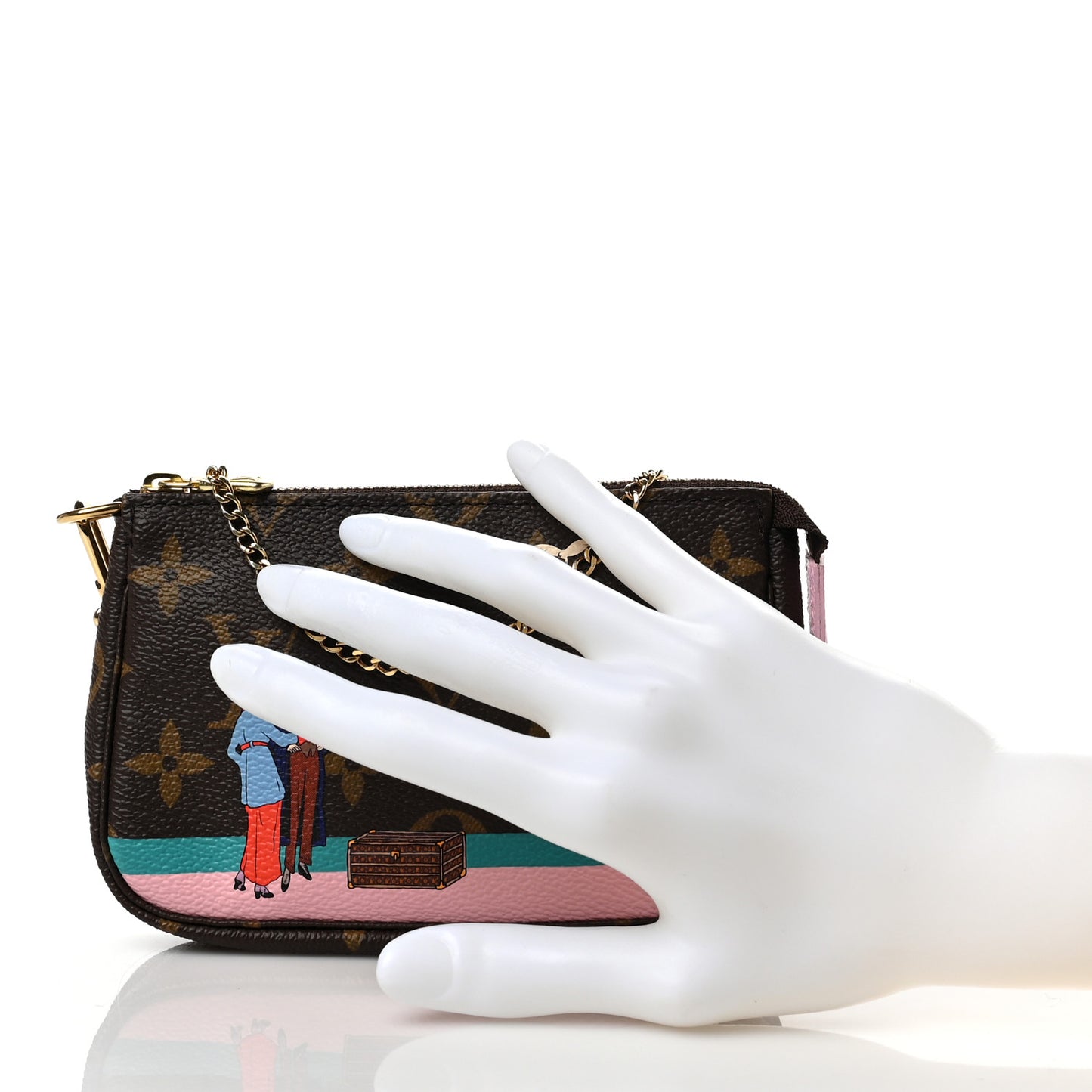 Monogram 2016 Christmas Animation Mini Pochette Accessories Rose Ballerine