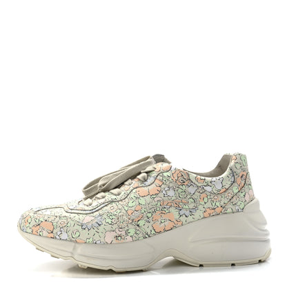 Gucci X LIBERTY OF LONDON Calfskin Infinity Tracy Womens Rhyton Sneakers 39.5 Mint Peach 1 of 9