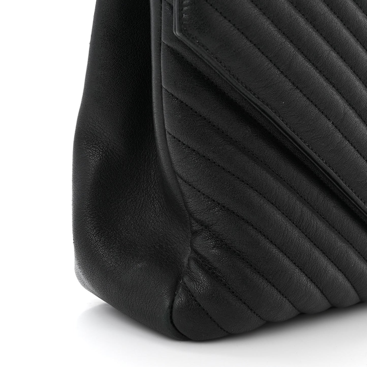 Sheepskin Matelasse Chevron Monogram Large College Satchel Black