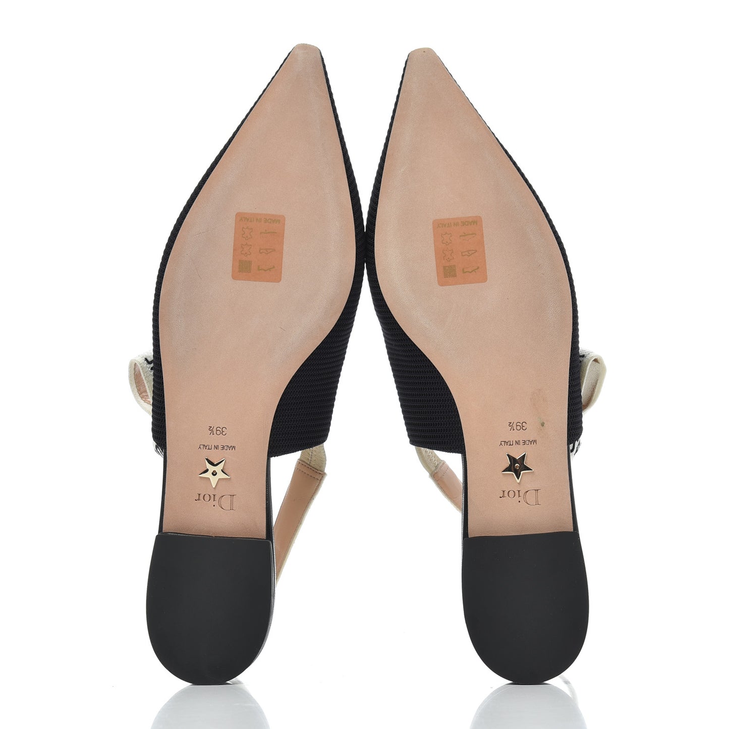 Technical Canvas Ribbon J'Adior Slingback Ballet Flats 39.5 Black