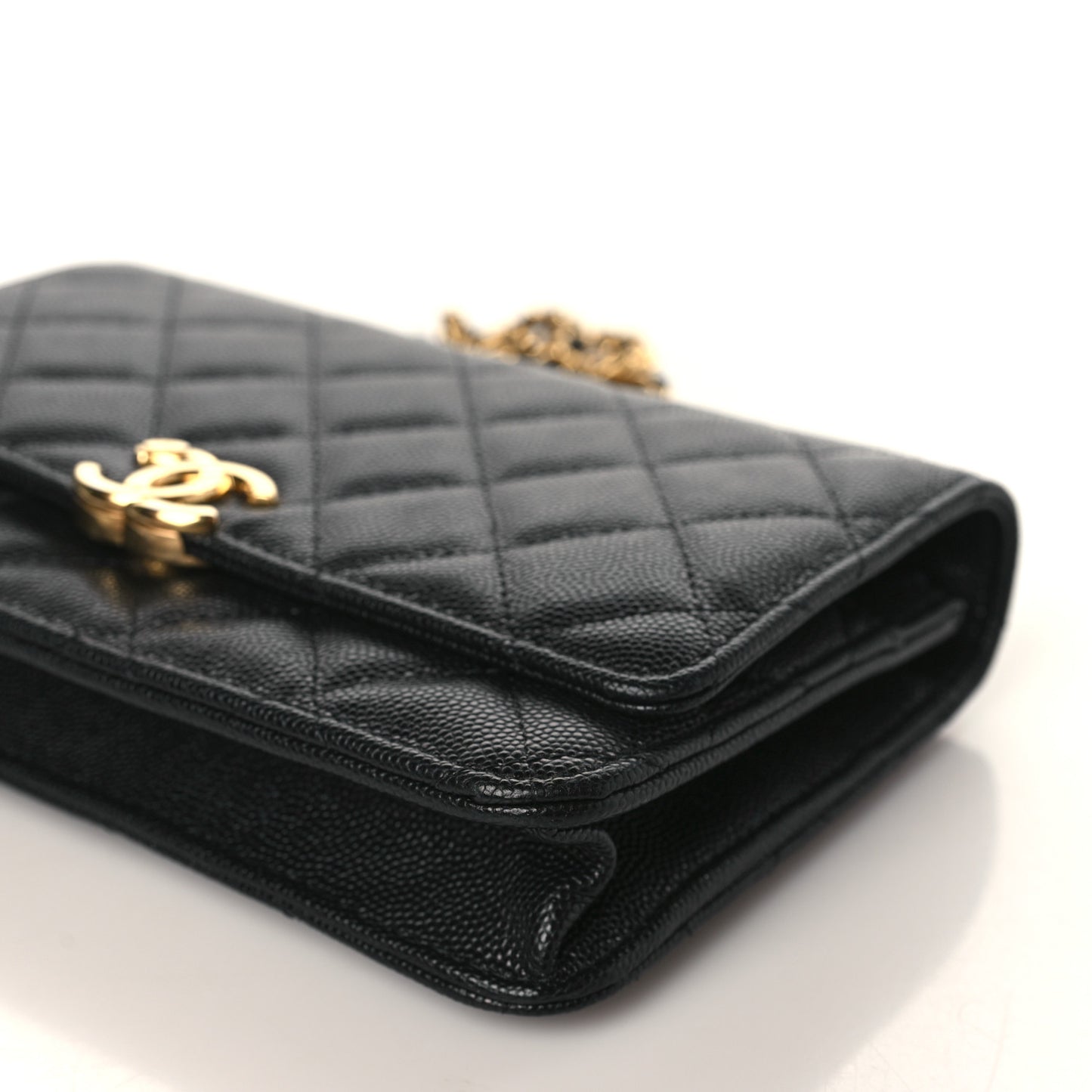 Caviar Quilted Coco First Wallet On Chain WOC Black