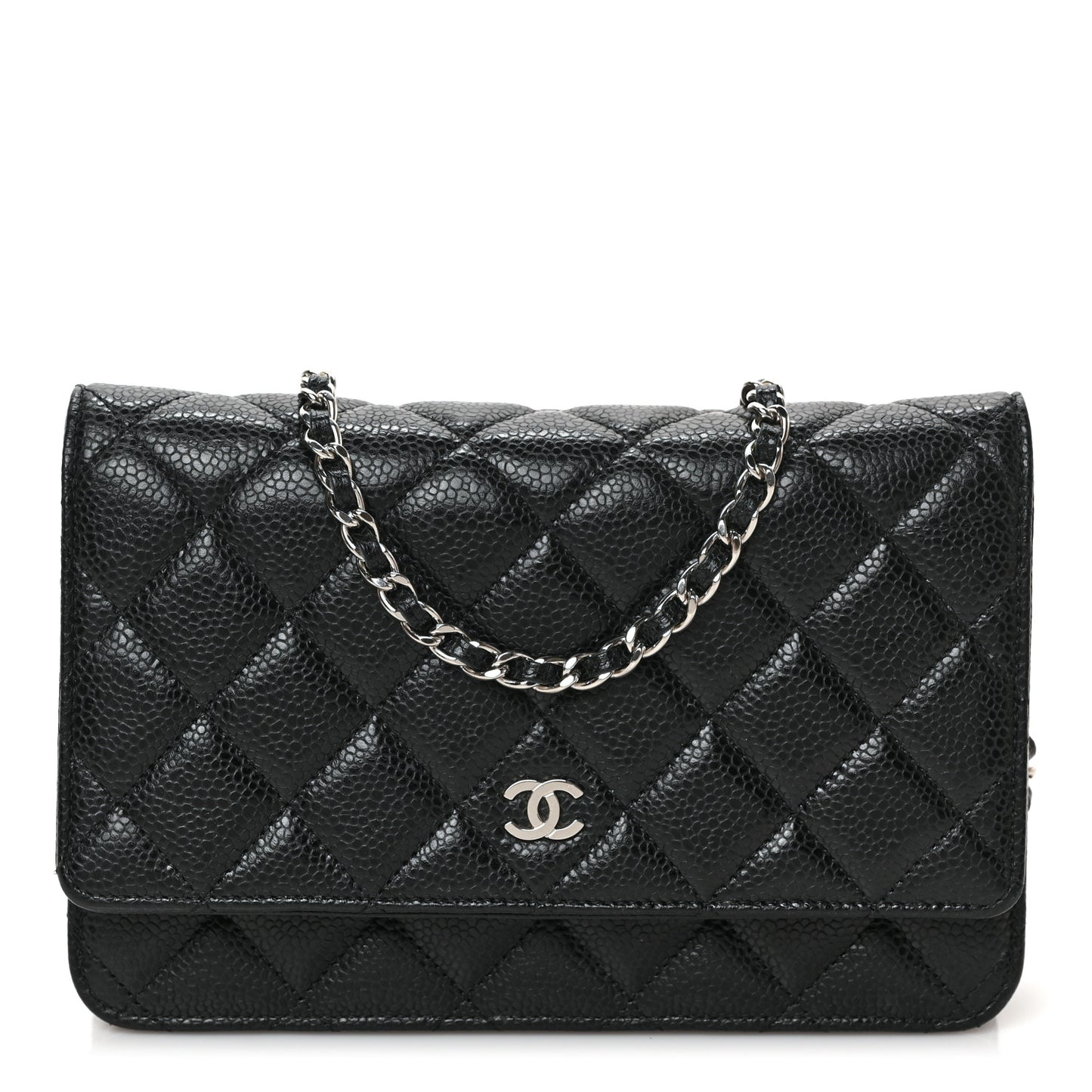 Caviar Quilted Wallet on Chain WOC Black