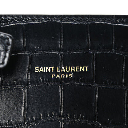 Saint Laurent Calfskin Crocodile Embossed Baby Sac De Jour Black 9 of 12