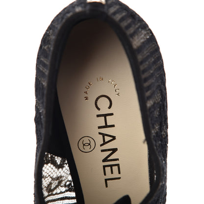 Chanel Lace Mesh Kid Suede Pearl Lace Up Booties 40 Black 8 of 10