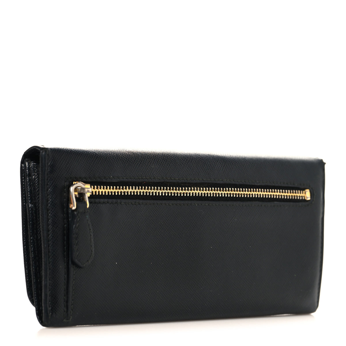 Prada Saffiano Triangle Continental Flap Wallet Black 3 of 8