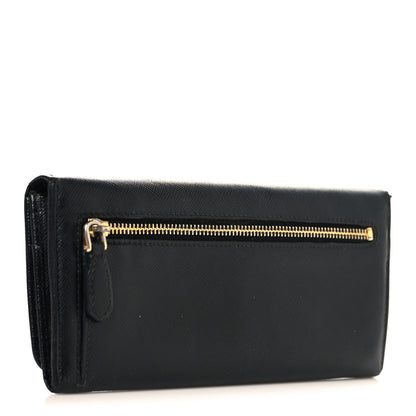 Prada Saffiano Triangle Continental Flap Wallet Black 3 of 8