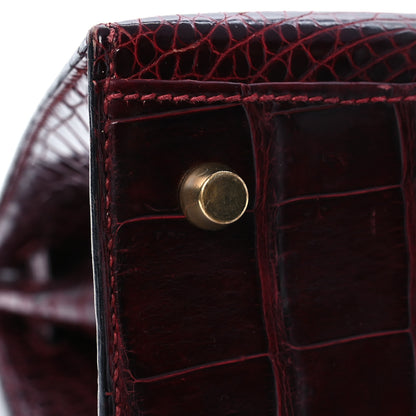 Hermes Shiny Porosus Crocodile Kelly Sellier 32 Rouge H 13 of 16