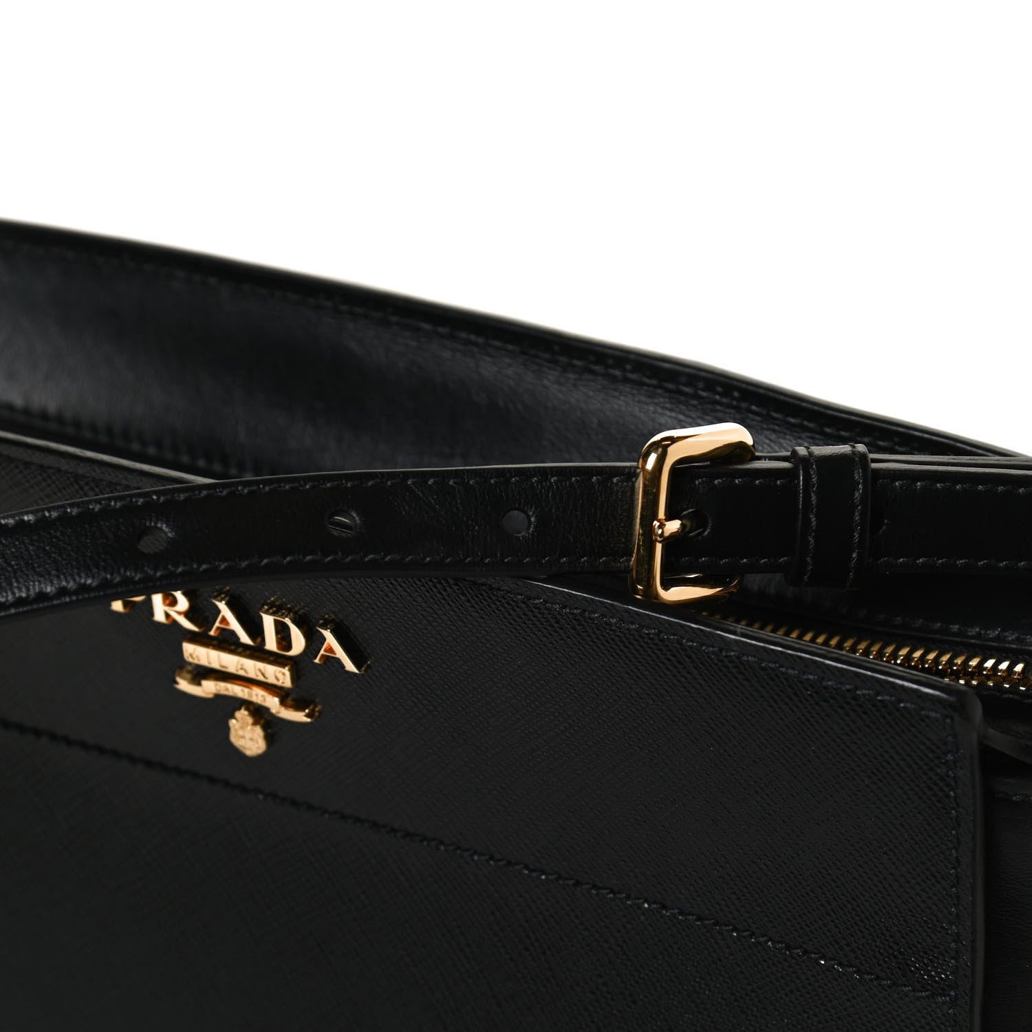 Prada Saffiano City Calfskin Esplanade Crossbody Bag Black 11 of 11