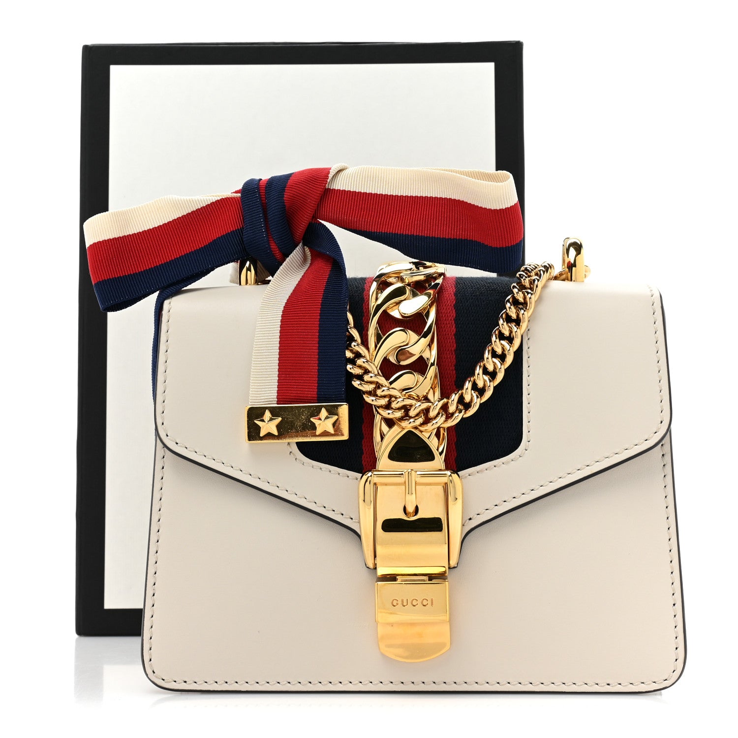 Gucci Calfskin Mini Sylvie Chain Shoulder Bag White 17 of 17