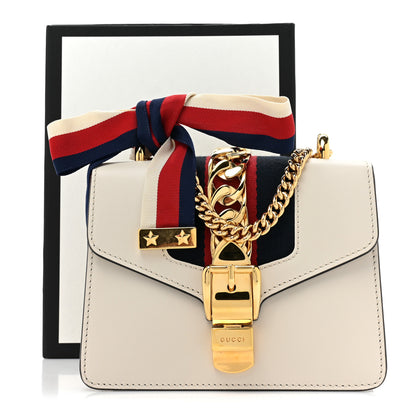 Gucci Calfskin Mini Sylvie Chain Shoulder Bag White 17 of 17