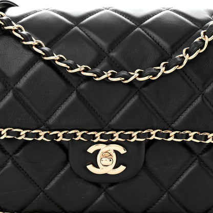 Chanel Crumpled Calfskin Medium Chain All Over Flap Black 8 of 10