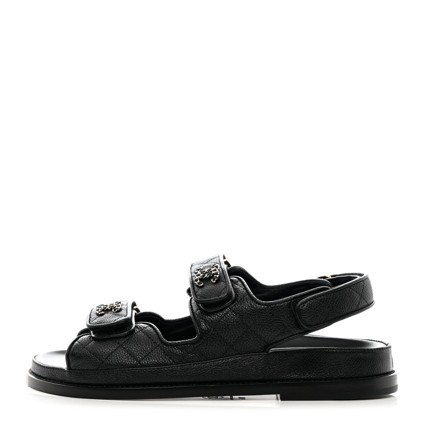 Grained Calfskin Velcro Dad Sandals 36.5 Black