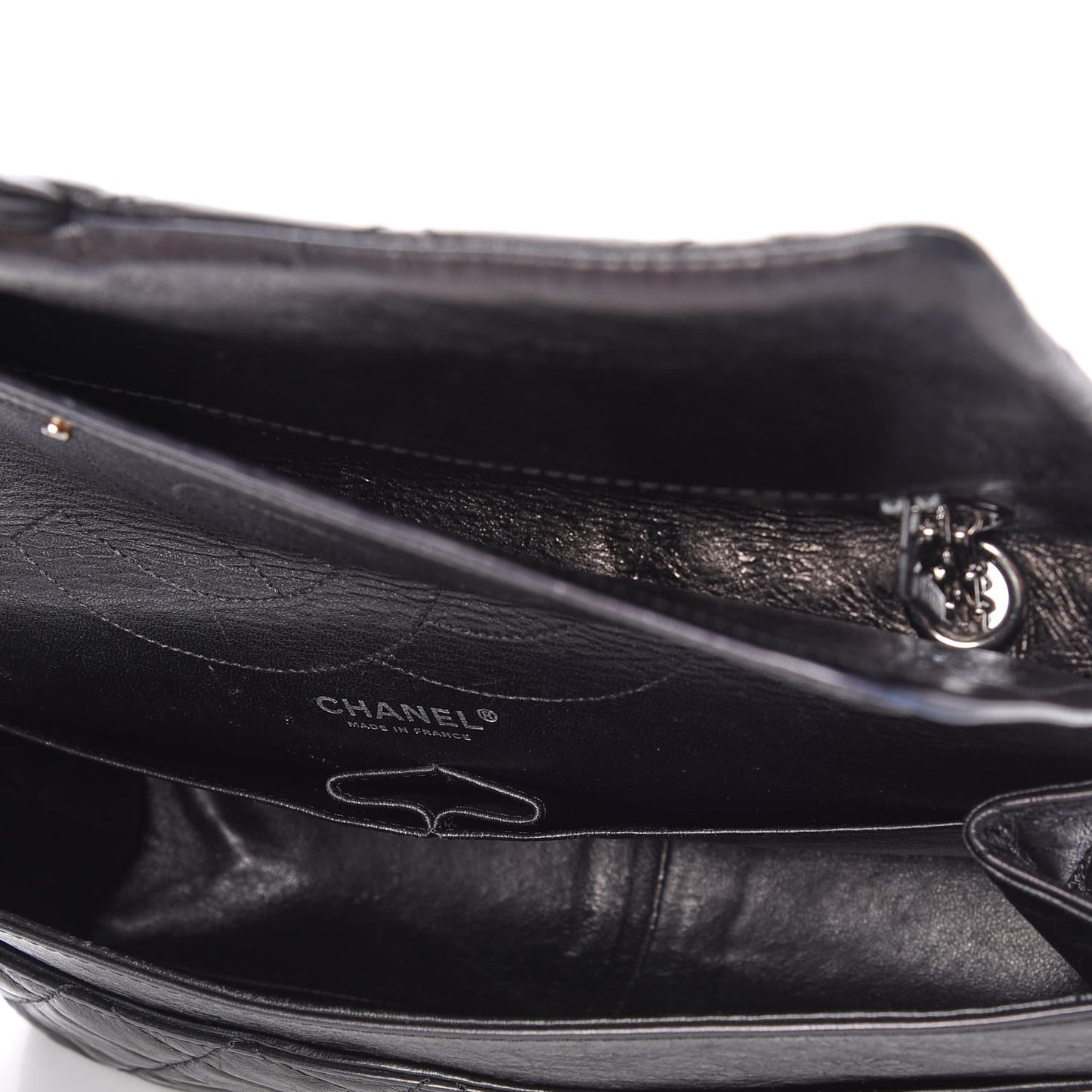 Metallic Aged Calfskin Quilted 2.55 Reissue 227 Flap Black