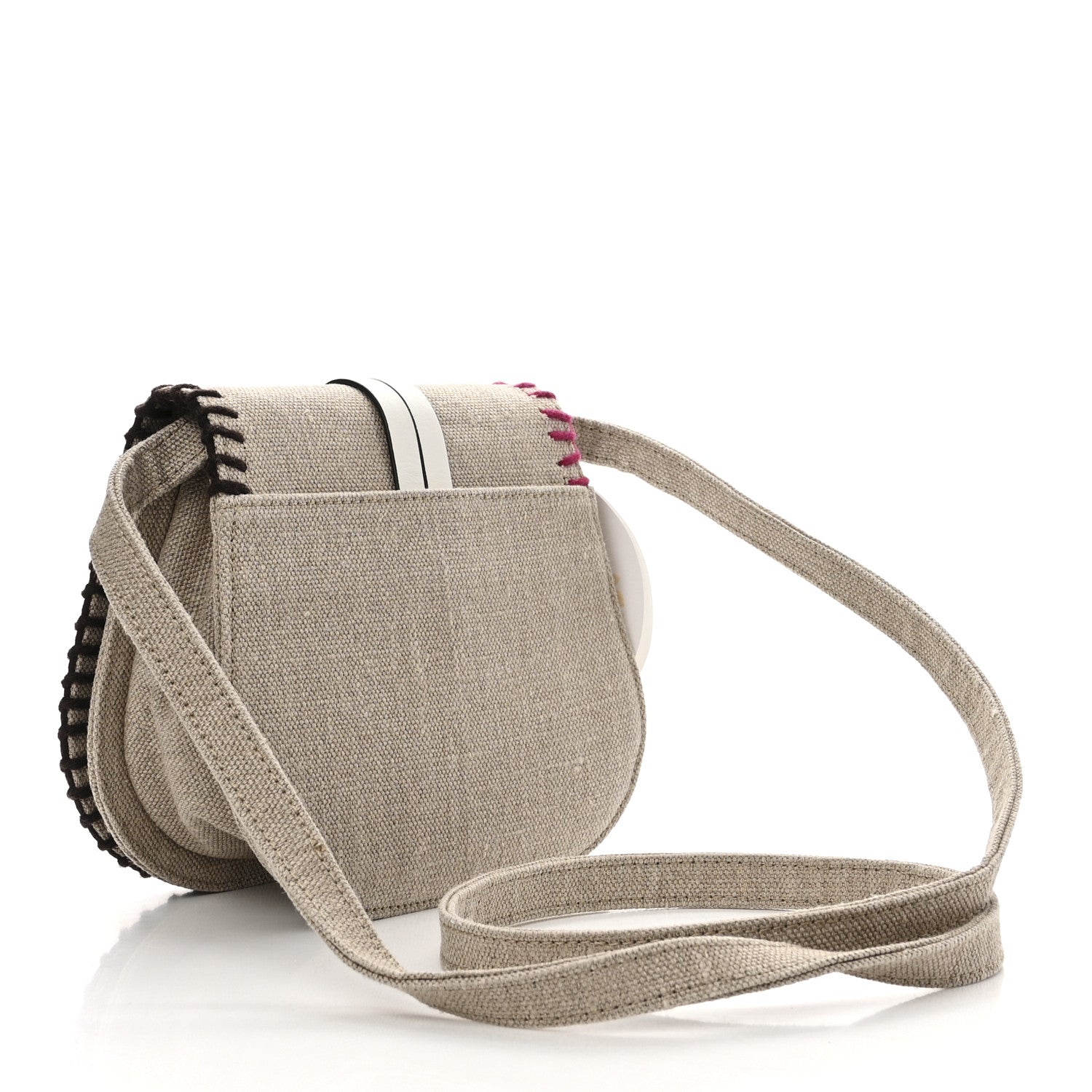 Chloe Canvas Calfskin Mini Alphabet Saddle Bag Sand 3 of 9