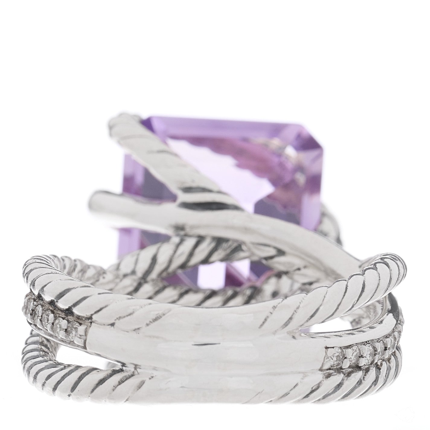 Sterling Silver Diamond Amethyst 16mm Cable Wrap Ring 55 7.25