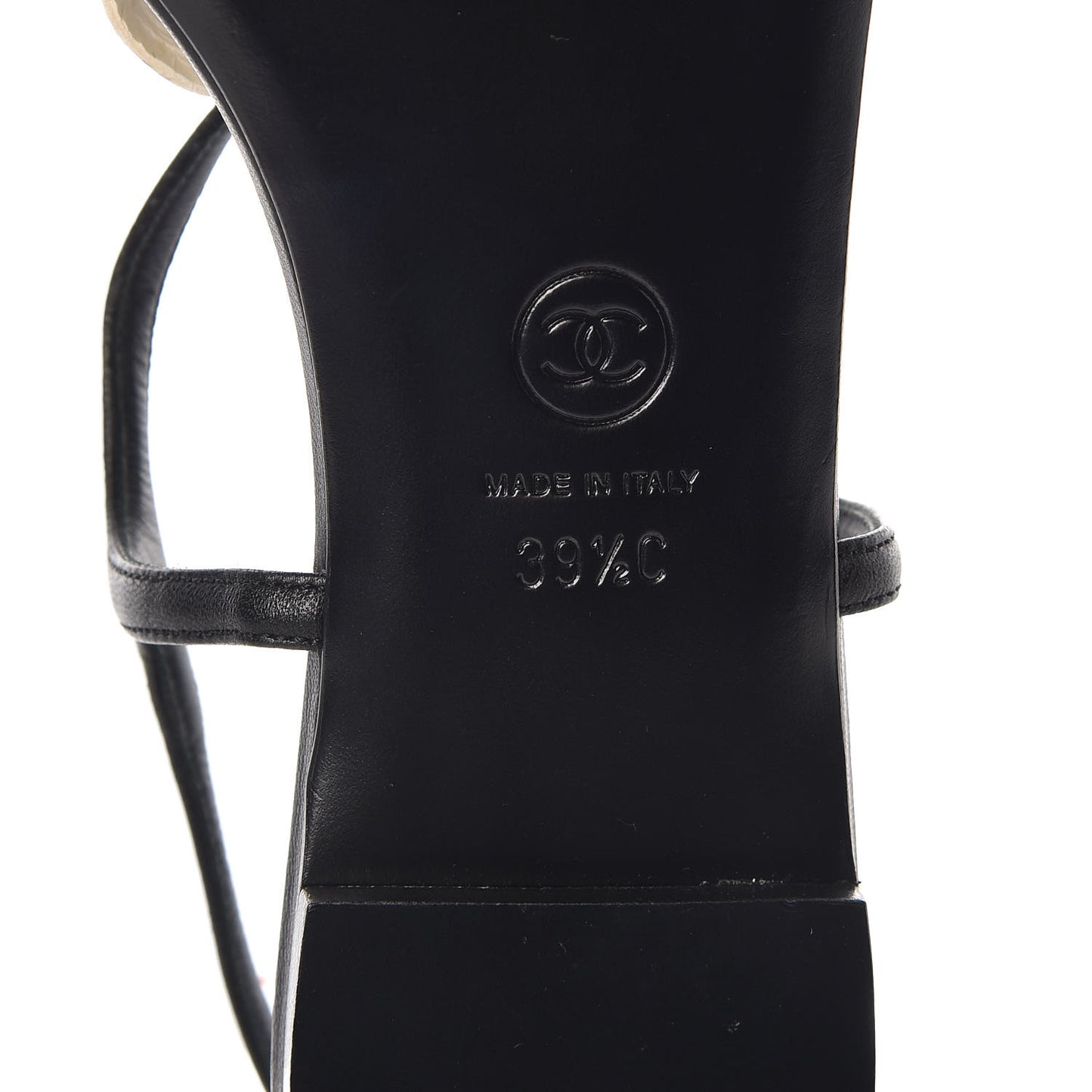 Lambskin Camellia Thong Sandals 39.5 Black White