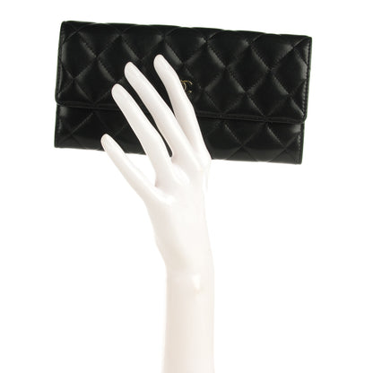 Chanel Lambskin Quilted Large Gusset Flap Wallet Black 2 of 8