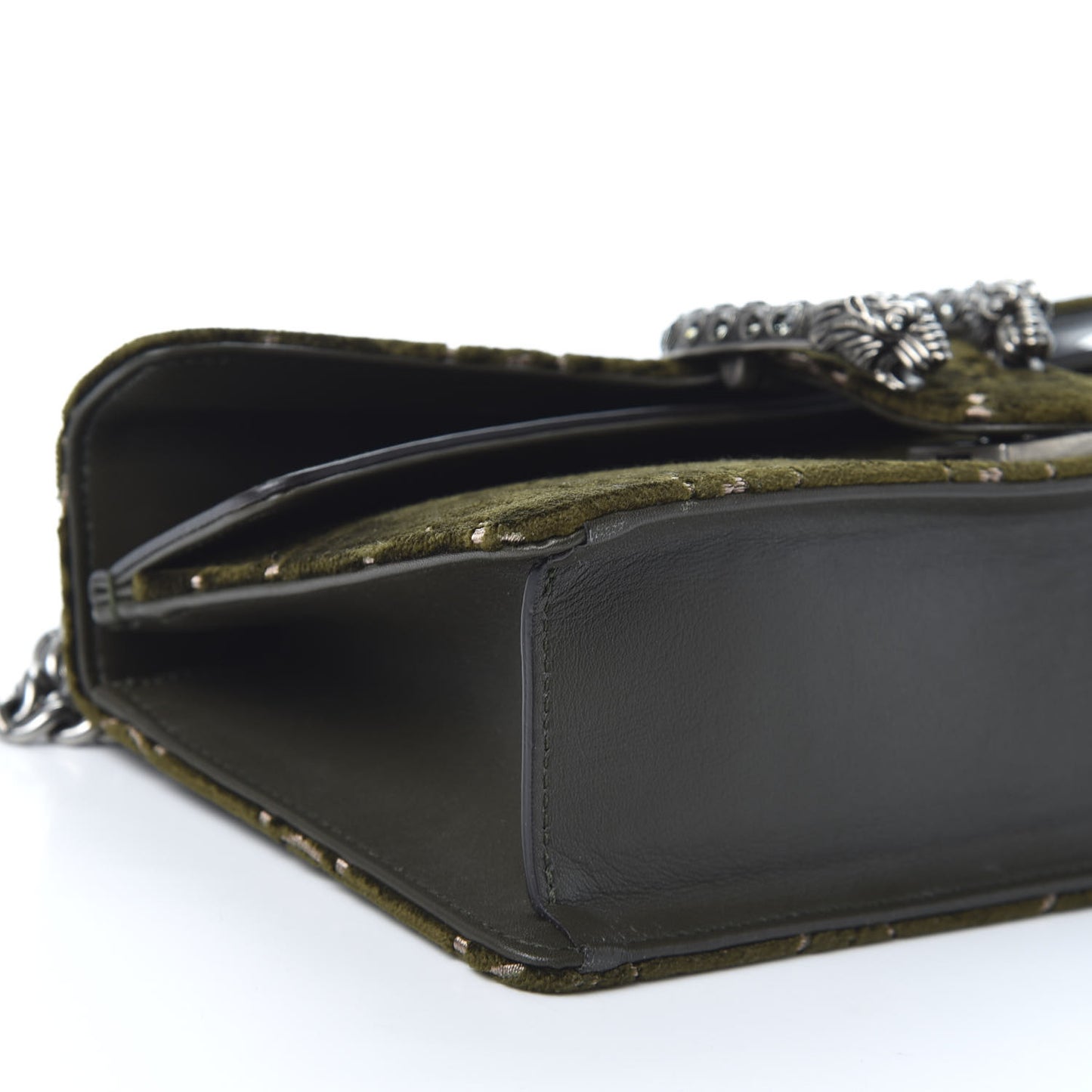Velvet Moon Calfskin Crystal GG Monogram Small Dionysus Shoulder Bag Dark Olive Rose Gold