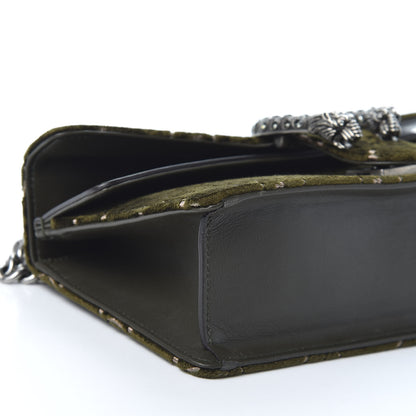 Gucci Velvet Moon Calfskin Crystal GG Monogram Small Dionysus Shoulder Bag Dark Olive Rose Gold 5 of 8