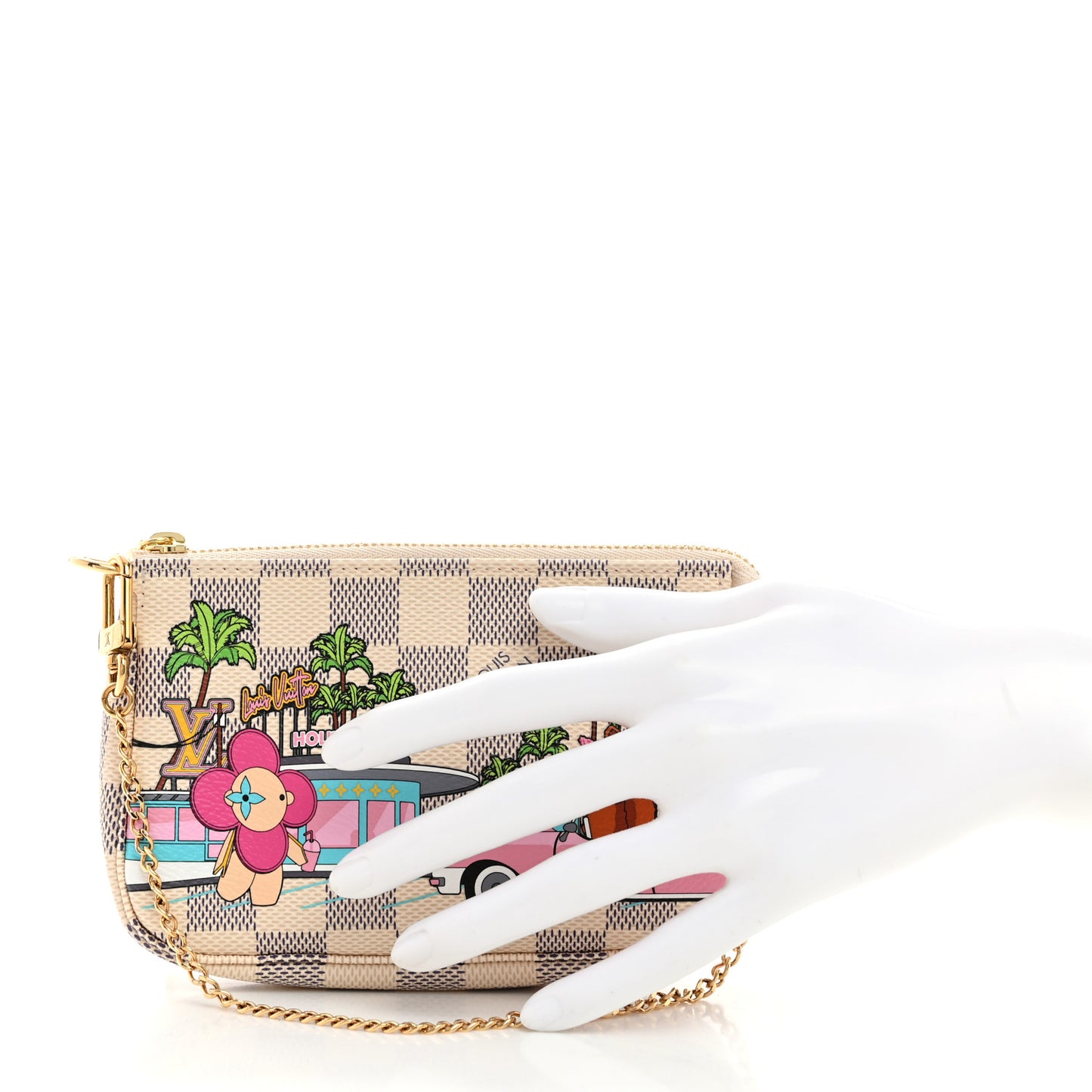 Damier Azur 2021 Christmas Animation Hollywood Mini Pochette Accessories Fuchsia