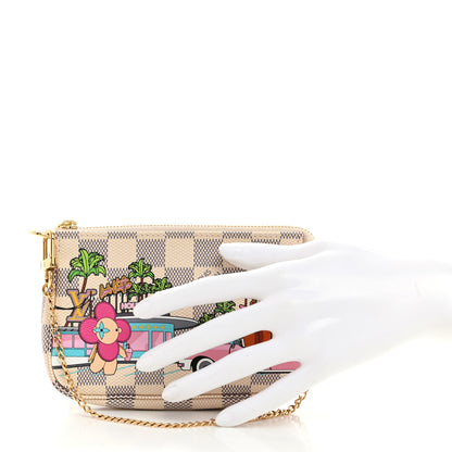 Louis Vuitton Damier Azur 2021 Christmas Animation Hollywood Mini Pochette Accessories Fuchsia 2 of 6