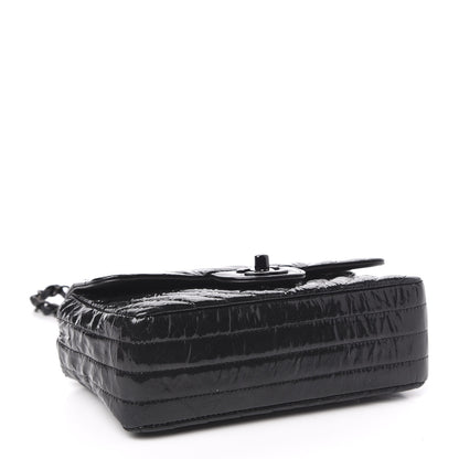 Chanel Patent Metallic Crumpled Calfskin Chevron Quilted Mini Rectangular Flap So Black 4 of 13