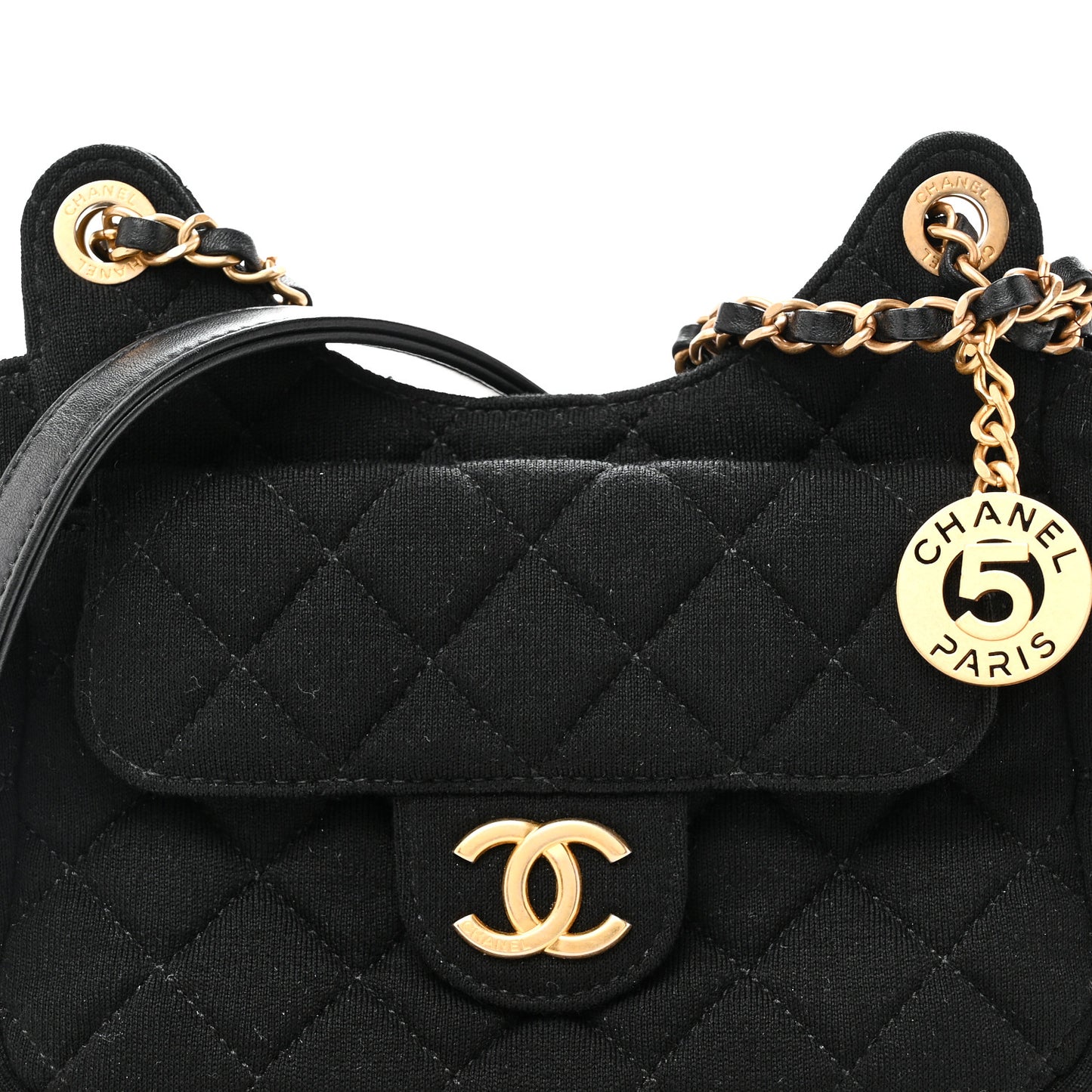 Jersey Quilted Small Wavy CC Hobo Black
