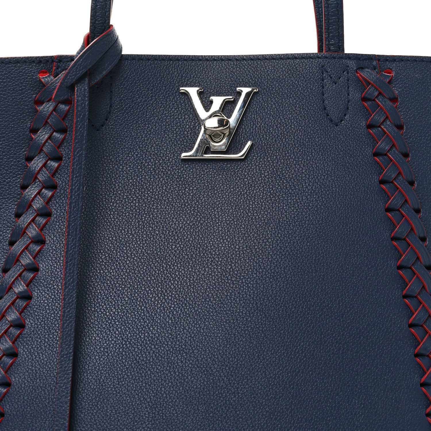 Louis Vuitton Calfskin Braided Lockme Cabas Marine Rouge 7 of 9